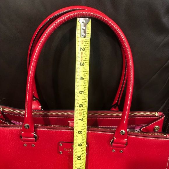 W KATE SPADE Large Red Leather Tote Briefcase Shoulder Bag with Three Sections - Picture 5 of 14